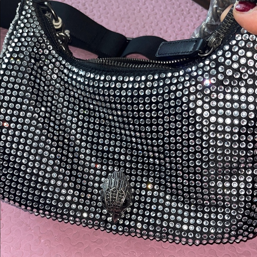 Kurt Geiger Black and Silver rhinestone Studded Shoulder Bag nwt - Picture 4 of 12